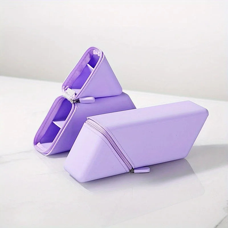 Foldable silicone pen holder