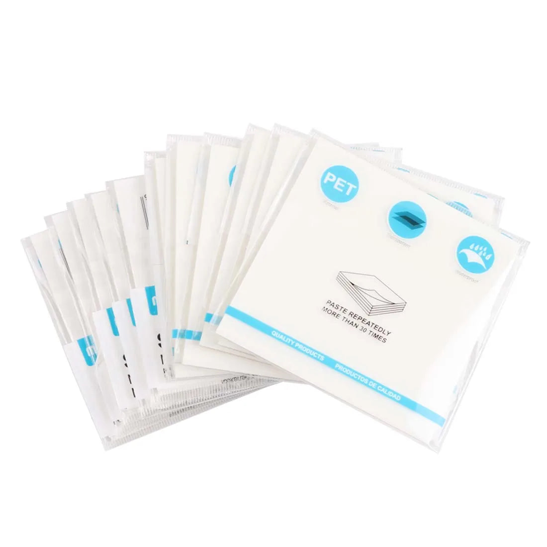 50 sheets of clear, waterproof sticky notepads