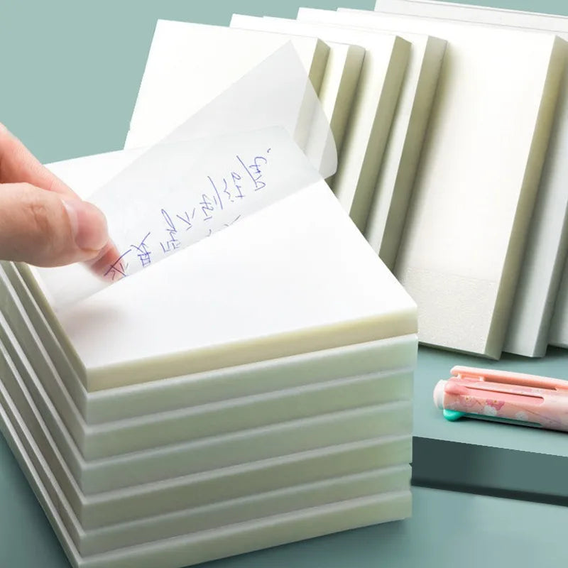 50 sheets of clear, waterproof sticky notepads