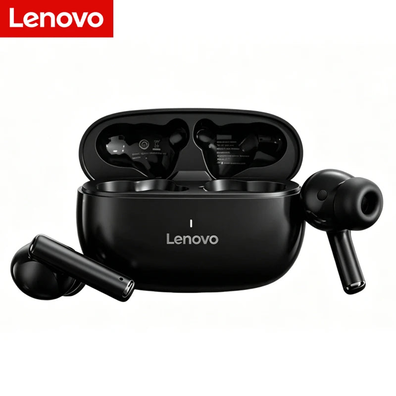 Lenovo wireless Bluetooth headset with a built-in microphone.