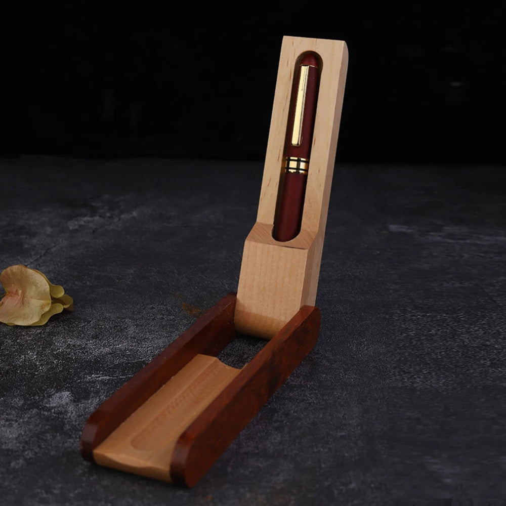 Foldable wooden pen holder