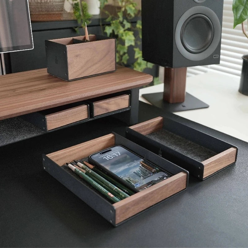 Solid wood pen and mobile phone holder