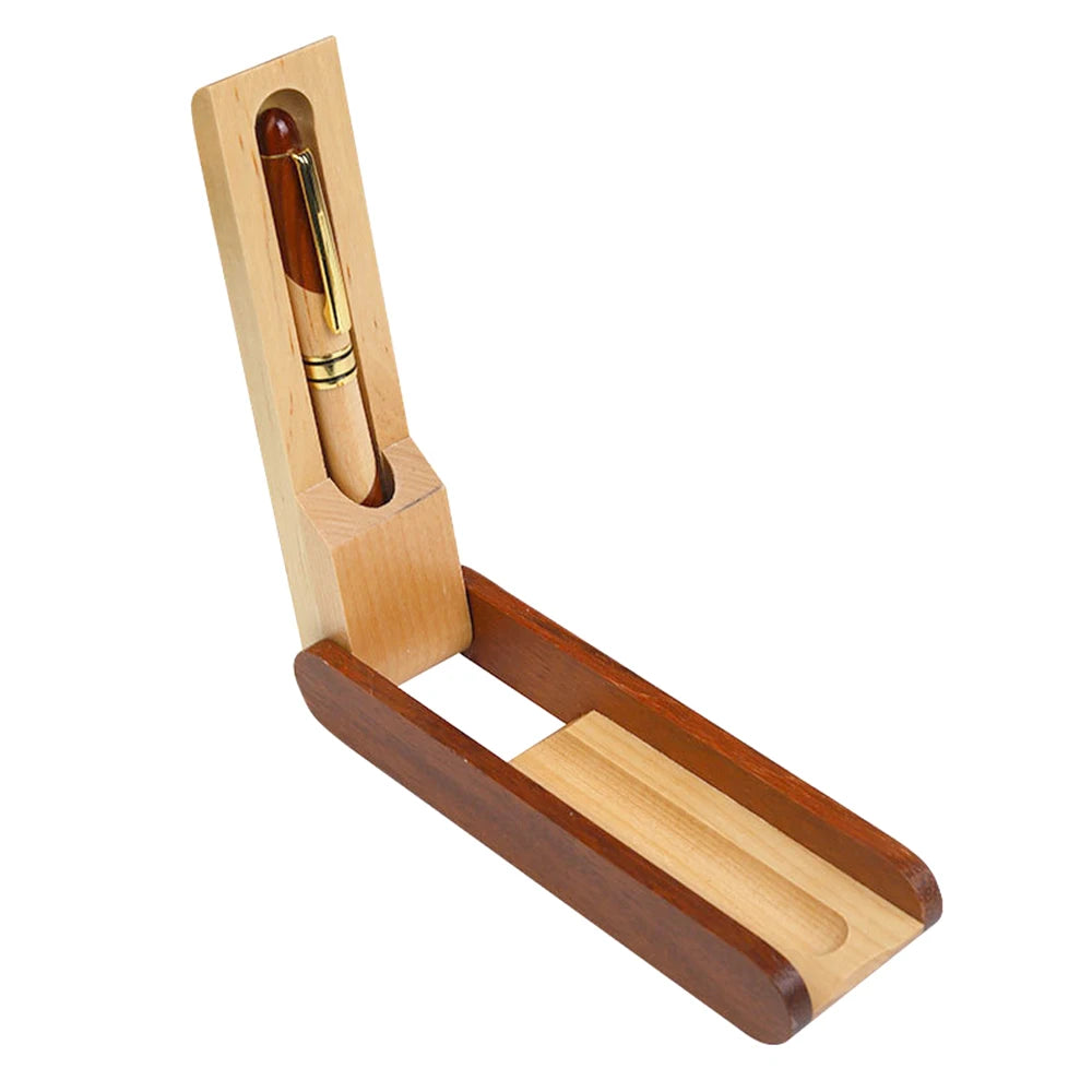 Foldable wooden pen holder