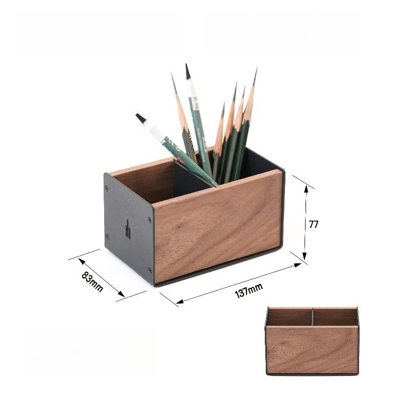 Solid wood pen and mobile phone holder