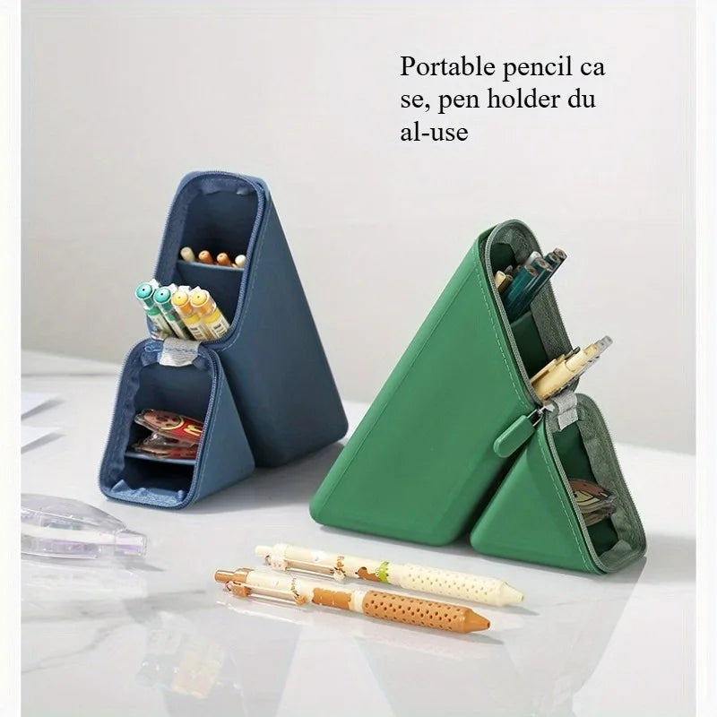 Foldable silicone pen holder