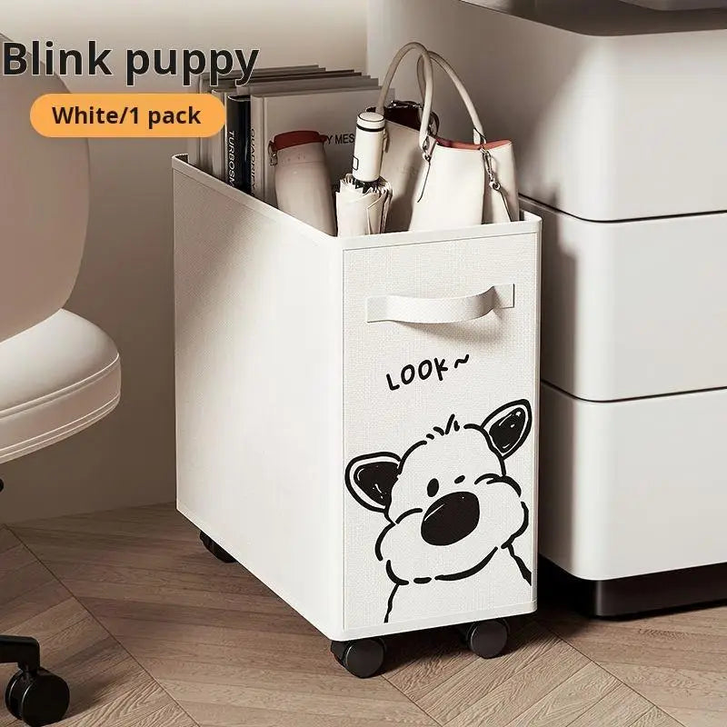 Foldable storage cart with wheels, under-desk organizer