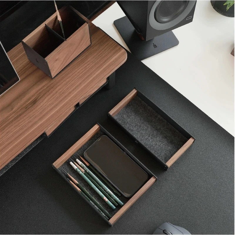 Solid wood pen and mobile phone holder