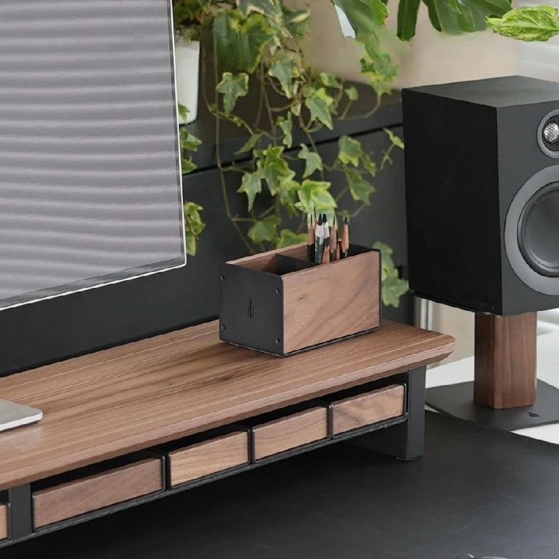 Solid wood pen and mobile phone holder