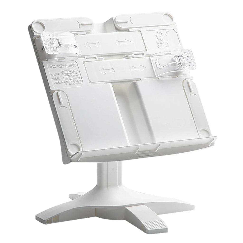 Adjustable book stand, equipped with a holder for books and tablets.