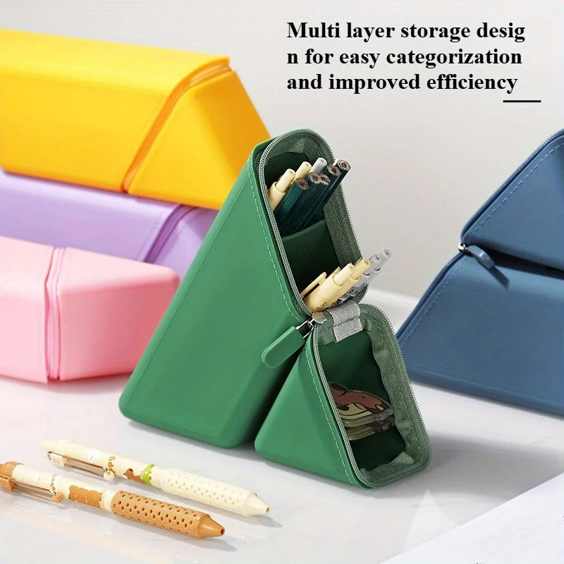 Foldable silicone pen holder