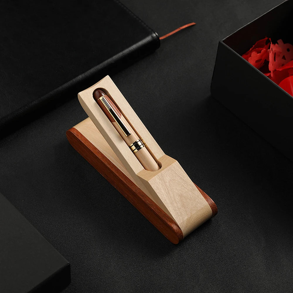Foldable wooden pen holder