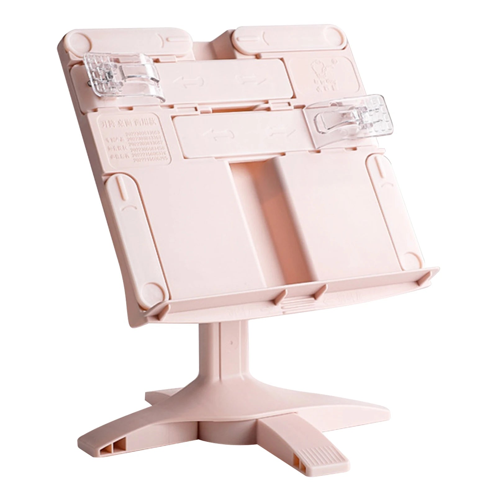 Adjustable book stand, equipped with a holder for books and tablets.