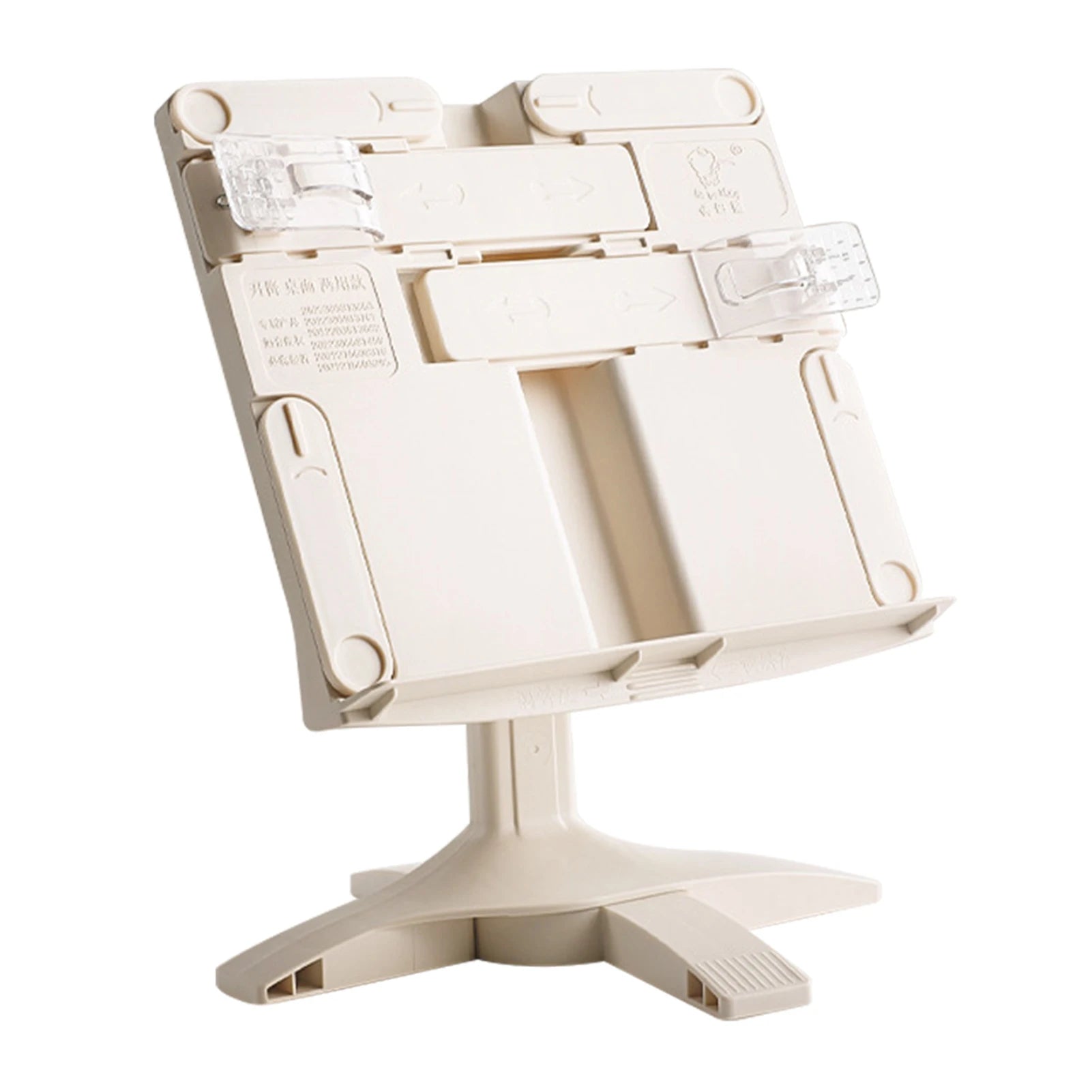 Adjustable book stand, equipped with a holder for books and tablets.