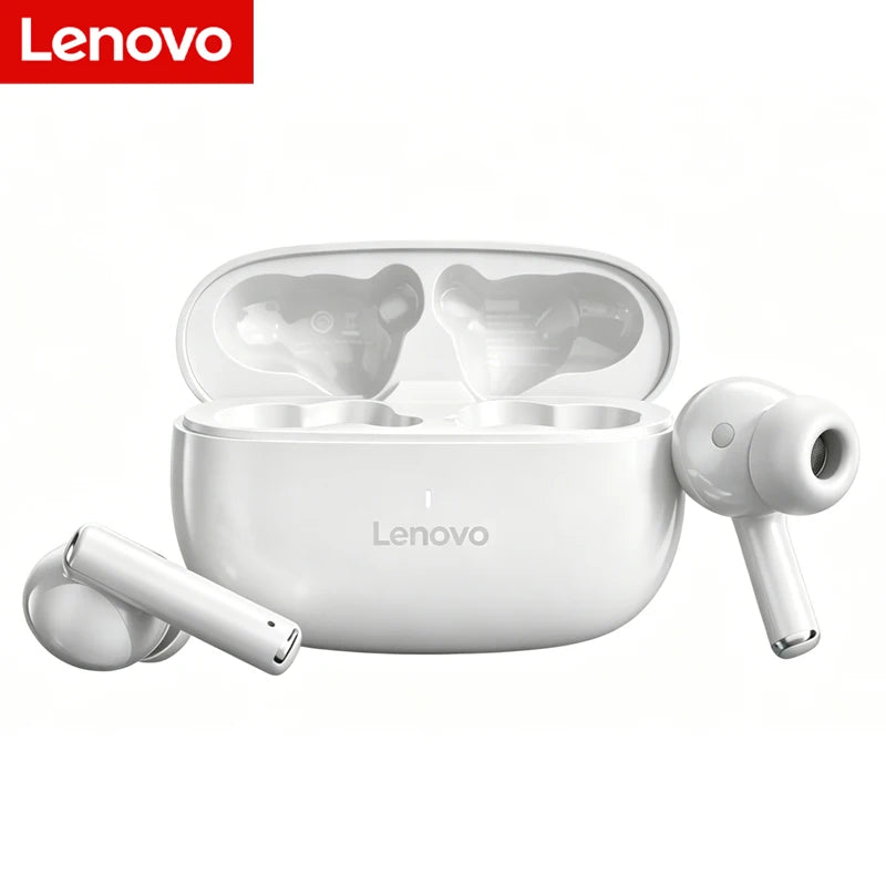 Lenovo wireless Bluetooth headset with a built-in microphone.
