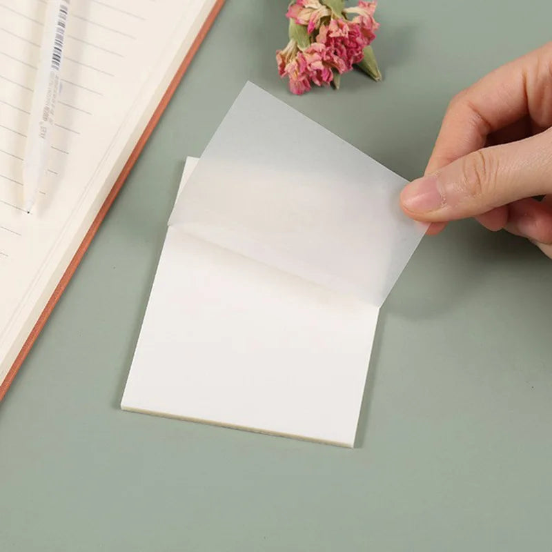 50 sheets of clear, waterproof sticky notepads